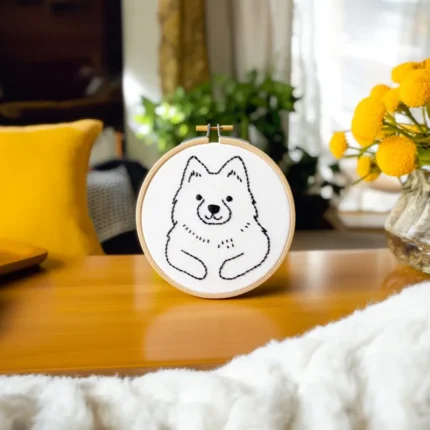 Bear Embroidery Artwork Placed on the Table