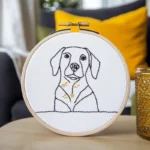 Close-up Abstract Puppy Bust Hand Embroidery Artwork