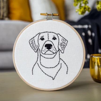 Close-up Abstract Puppy Hand Embroidery Artwork