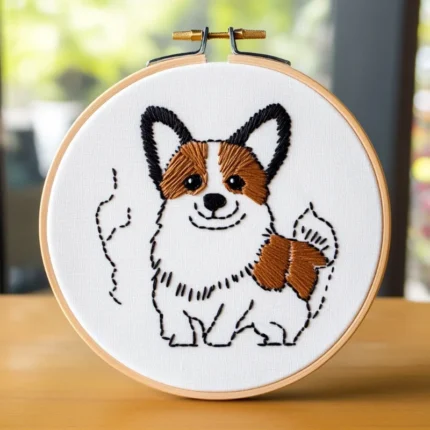 Close-up Corgi Dog Digital Embroidery Pattern