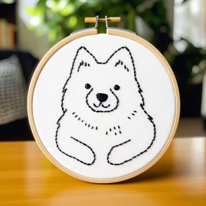 Close-up Cute Bear Embroidery Artwork
