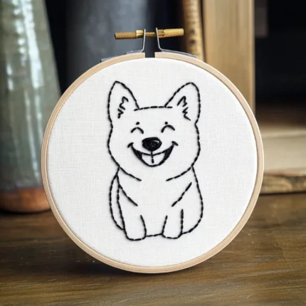 Close-up DIY Digital Cute Dog Embroidery Pattern