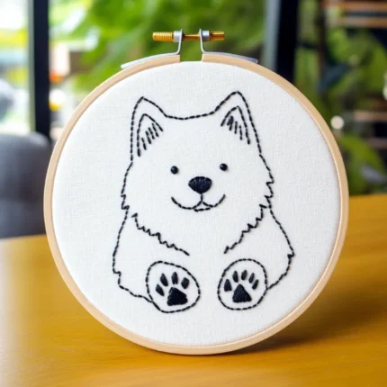 Close-up Hand-stitched Bear Embroidery