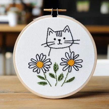 Close-up Tabby Cat Printable Embroidery Artwork