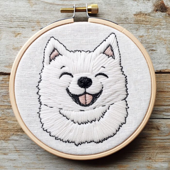 Digital Samoyed Printable Dog Embroidery Design