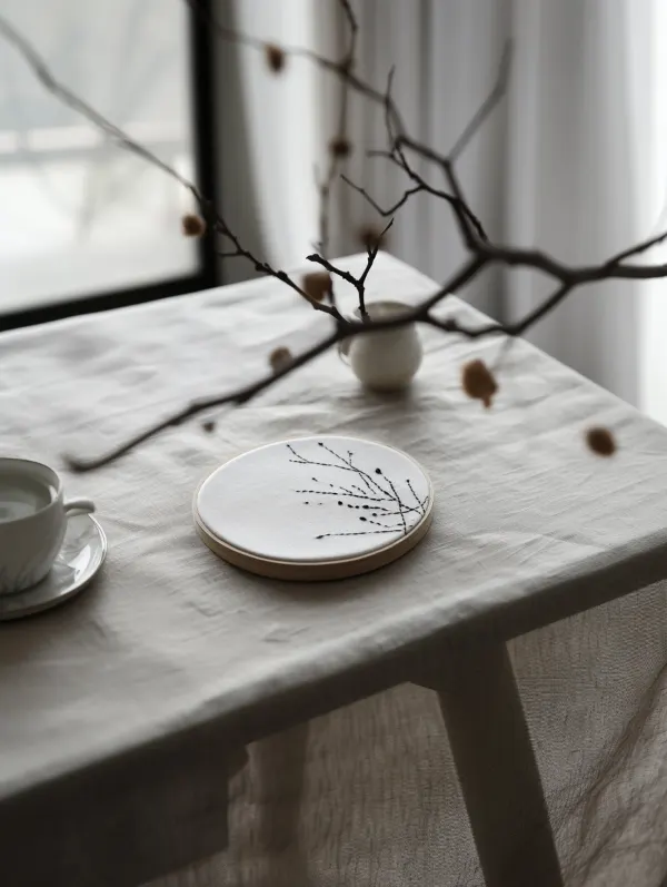 simple embroidery lines outline a piece of modern style artwork