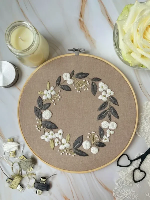 elaborate wreath embroidery