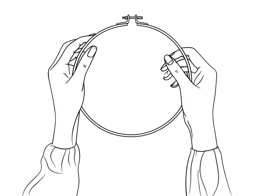 two hands holding an embroidery hoop, symbolizing the start of a creative hand embroidery project with a pattern from EverCraftsHub