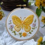 Yellow Butterfly Hand Embroidery Artwork