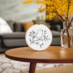 Winter Simple Bird on Branch Digital Embroidery Pattern - Image 2