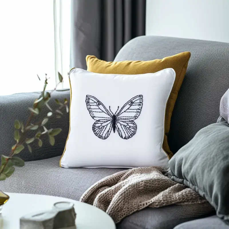 bright living room with coffee table, sofa, cushions, and blanket bright living room with coffee table, sofa, cushions, and blanket