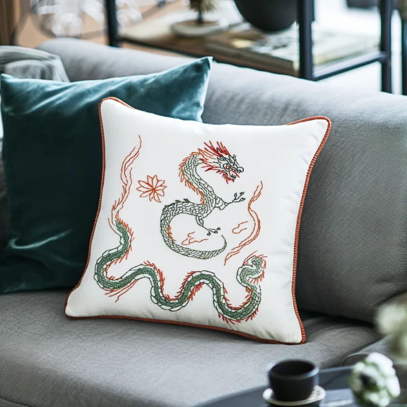 Gray sofa with a green pillow and a white pillow Gray sofa with a green pillow and a white pillow, creating a cozy and comfortable look