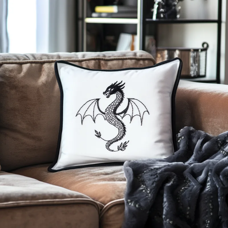 brown sofa with a white pillow and a dark gray blanket brown sofa with a white pillow and a dark gray blanket