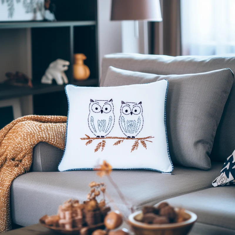 cozy scene with two pillows and a blanket on a gray sofa cozy scene with two pillows and a blanket on a gray sofa