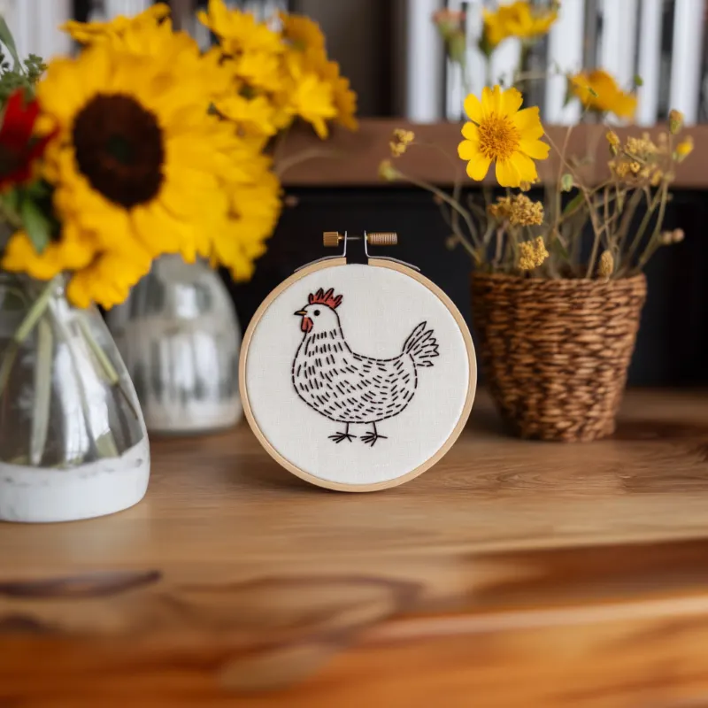 handmade embroidery is placed on a table among blooming sunflowers handmade embroidery is placed on a table among blooming sunflowers