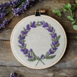 lavender wreath hand embroidery artwork that brings a sense of calm