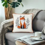 relaxing scene with a sofa, cushions, blanket, book, and coffee cup