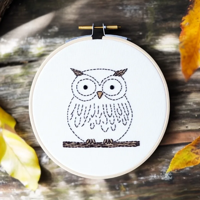 sunlight shining on a cute owl hand embroidery artwork sunlight shining on a cute owl hand embroidery artwork