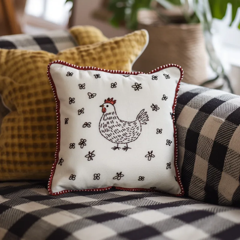 two cushions on a black-and-white striped sofa two cushions on a black-and-white striped sofa