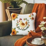 unique cushion in the living room with hand-embroidered design
