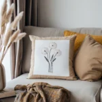 cozy and peaceful corner with soft cushions on the sofa, creating a happy atmosphere