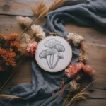 Minimalist Black Line Mushroom Digital Embroidery Pattern PDF - Image 2