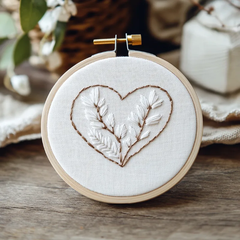 minimalist leafy branch heart embroidery in a hoop minimalist leafy branch heart embroidery in a hoop