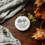 Simple Outline Forest Mushroom Printable Embroidery Design - Image 2